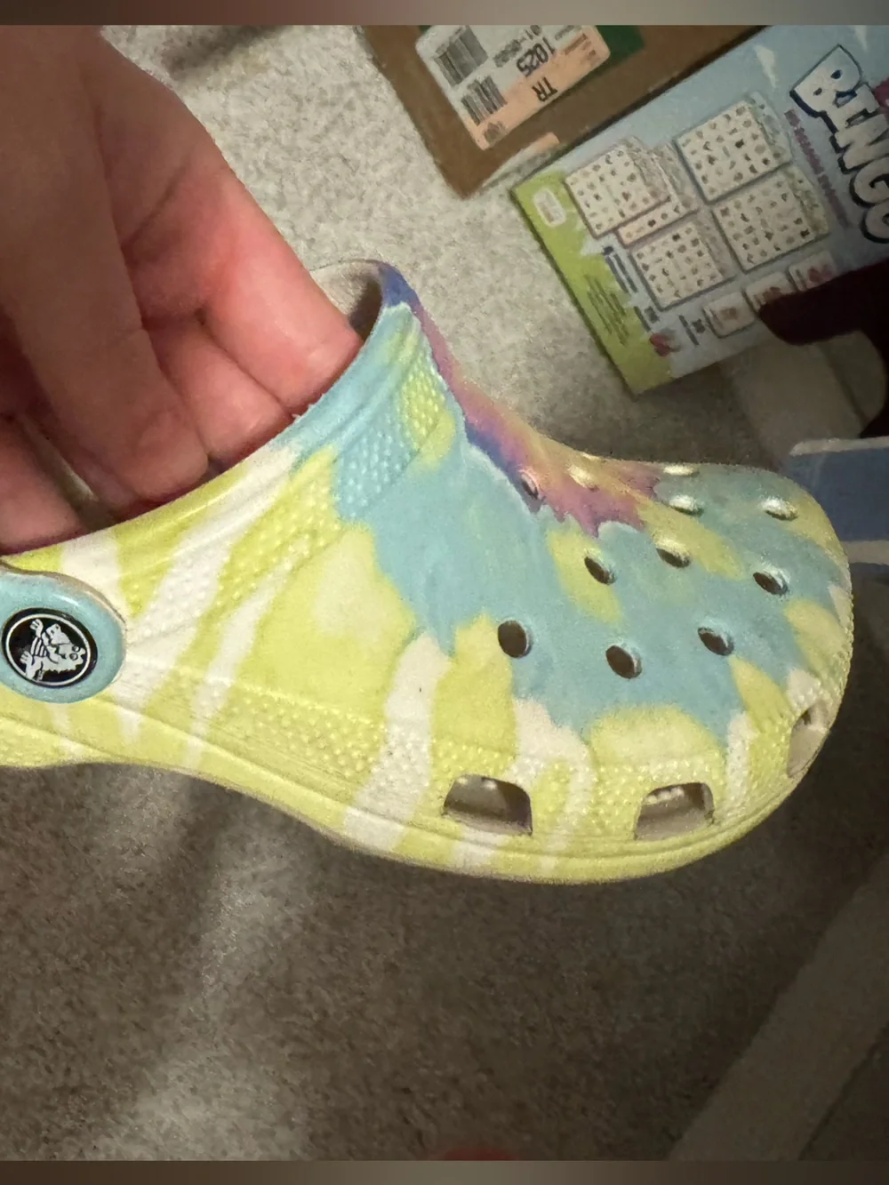 CROCS Kids Tie-Dye Clog in Yellow, Blue & Purple